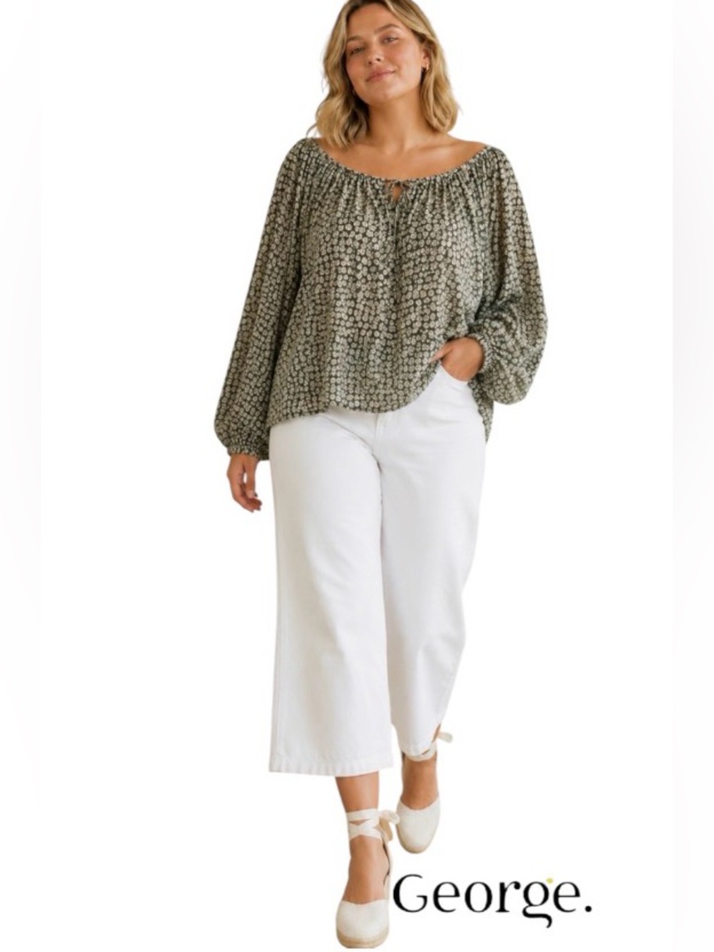 3X George Long Sleeved Boho Cotton Peasant Style Top